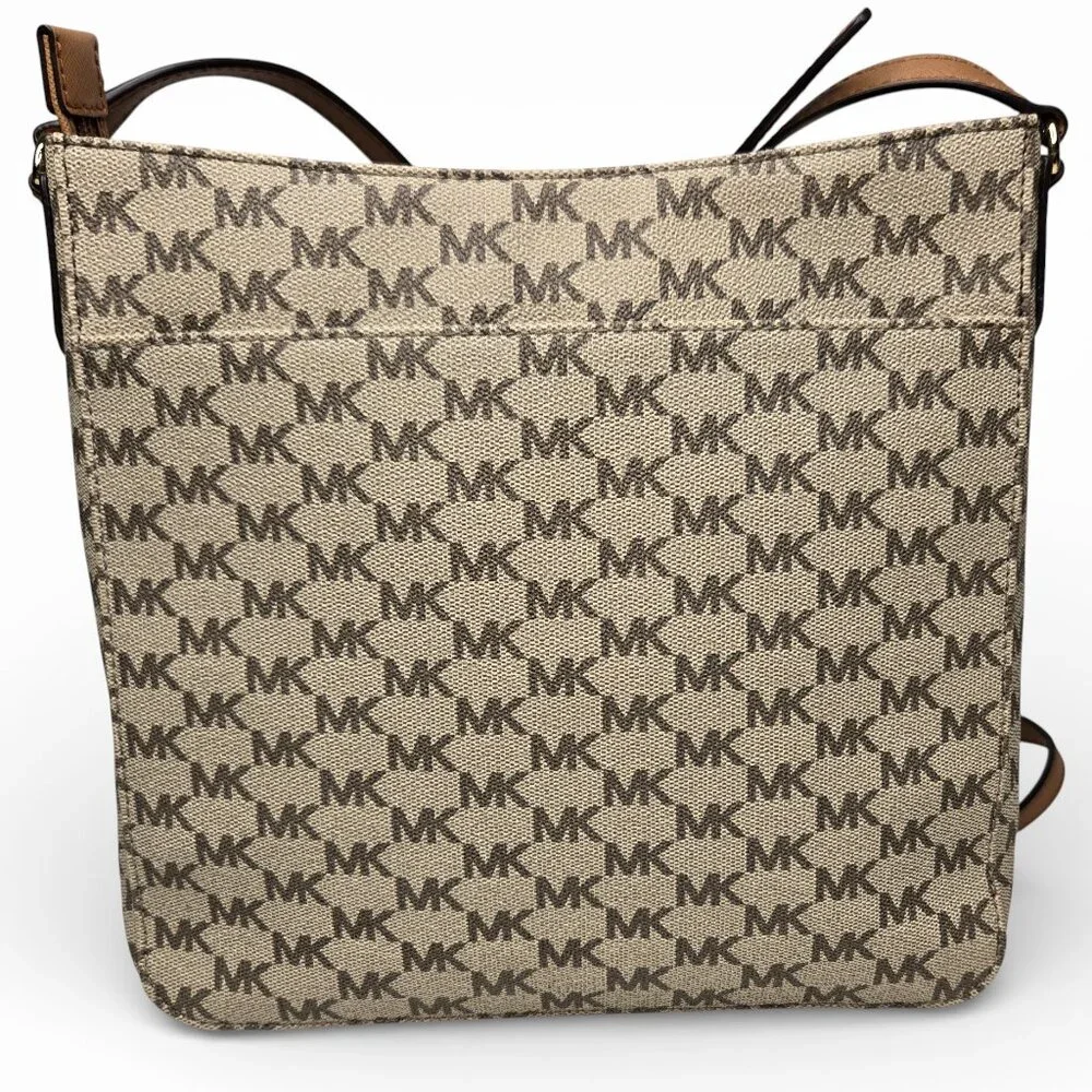 NWT Michael Kors Center Stripe Crossbody‎ Purse Metallic Pale Gold Croc Embossed
